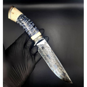 ЗОРЕСЯЙНИЙ ніж ручної роботи, сталь мозаїчний дамаск, 59-60 HRC. Photo 2